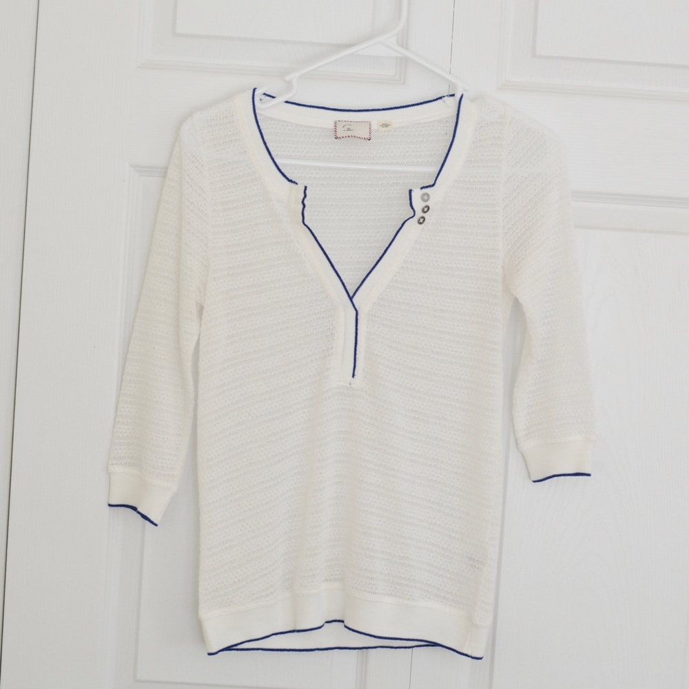 Anthropologie white crochet top